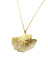 Charger l'image dans la galerie, Collier double pendentif Ginkgo filigrane – Acier inoxydable doré