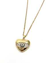 Charger l'image dans la galerie, Collier avec pendentif coeur & oeil bleu et transparent