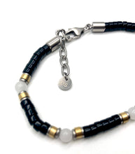 Charger l'image dans la galerie, Bracelet Black &amp; White - homme agate noire et jade blanc – District Steel
