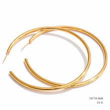 Charger l'image dans la galerie, Créoles fines en acier doré – 30, 40, 50, 60 ou 70 mm
