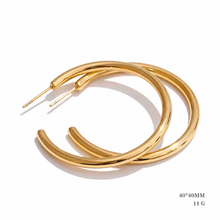 Charger l'image dans la galerie, Créoles fines en acier doré – 30, 40, 50, 60 ou 70 mm

