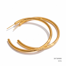 Charger l'image dans la galerie, Créoles fines en acier doré – 30, 40, 50, 60 ou 70 mm
