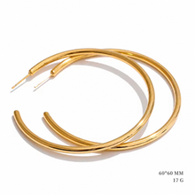 Charger l'image dans la galerie, Créoles fines en acier doré – 30, 40, 50, 60 ou 70 mm
